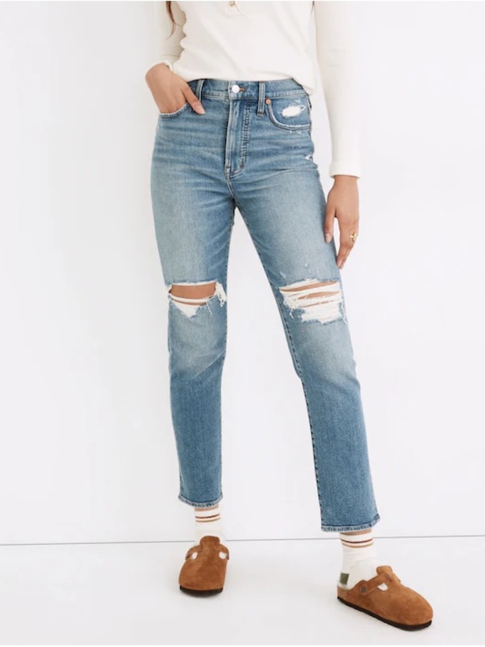 Madewell Perfect Vintage High-Rise Distressed Straight Jeans
